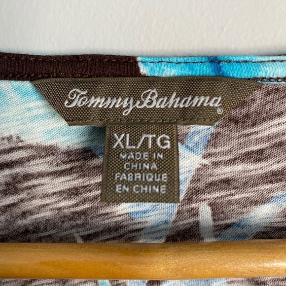 Tommy Bahama Women's Brown/Blue Tropical Print Tank Top Size X-large - Picture 2 of 9